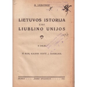 190. Liubavskio Lietuvos istorija
