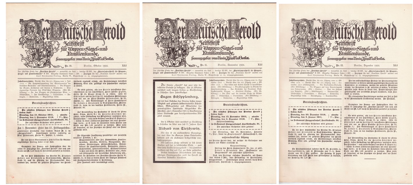 225. Heraldikos žurnalas 3 vnt. 1910