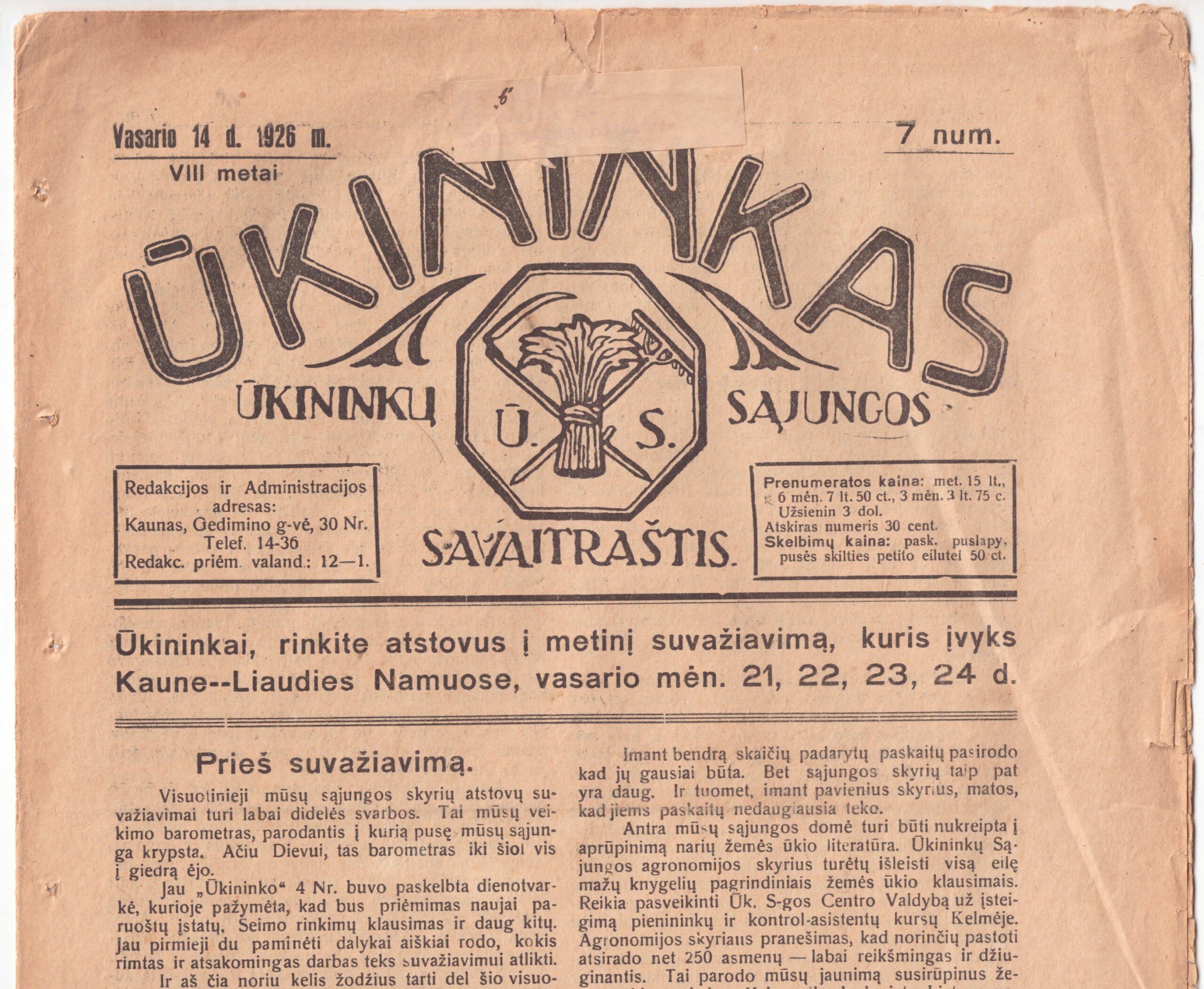 231. Ūkininkas 1926