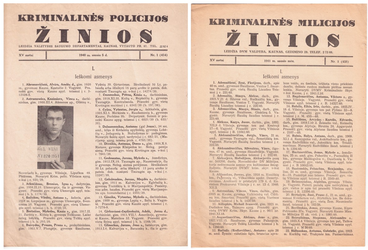 248. Kriminalinės policijos/milicijos žinios