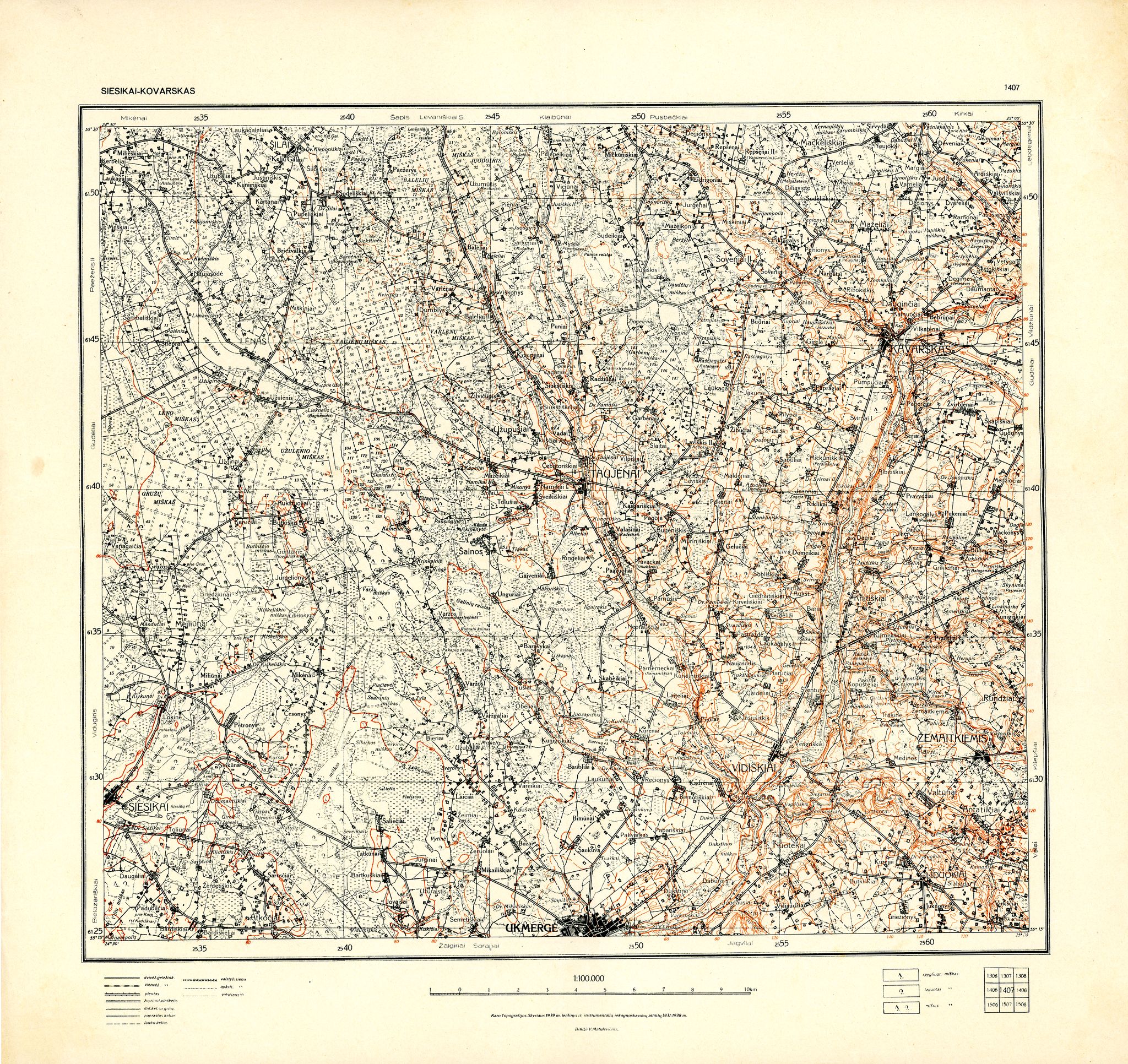 299. Ukmergė Siesikai Kovarskas Taujėnai 1939