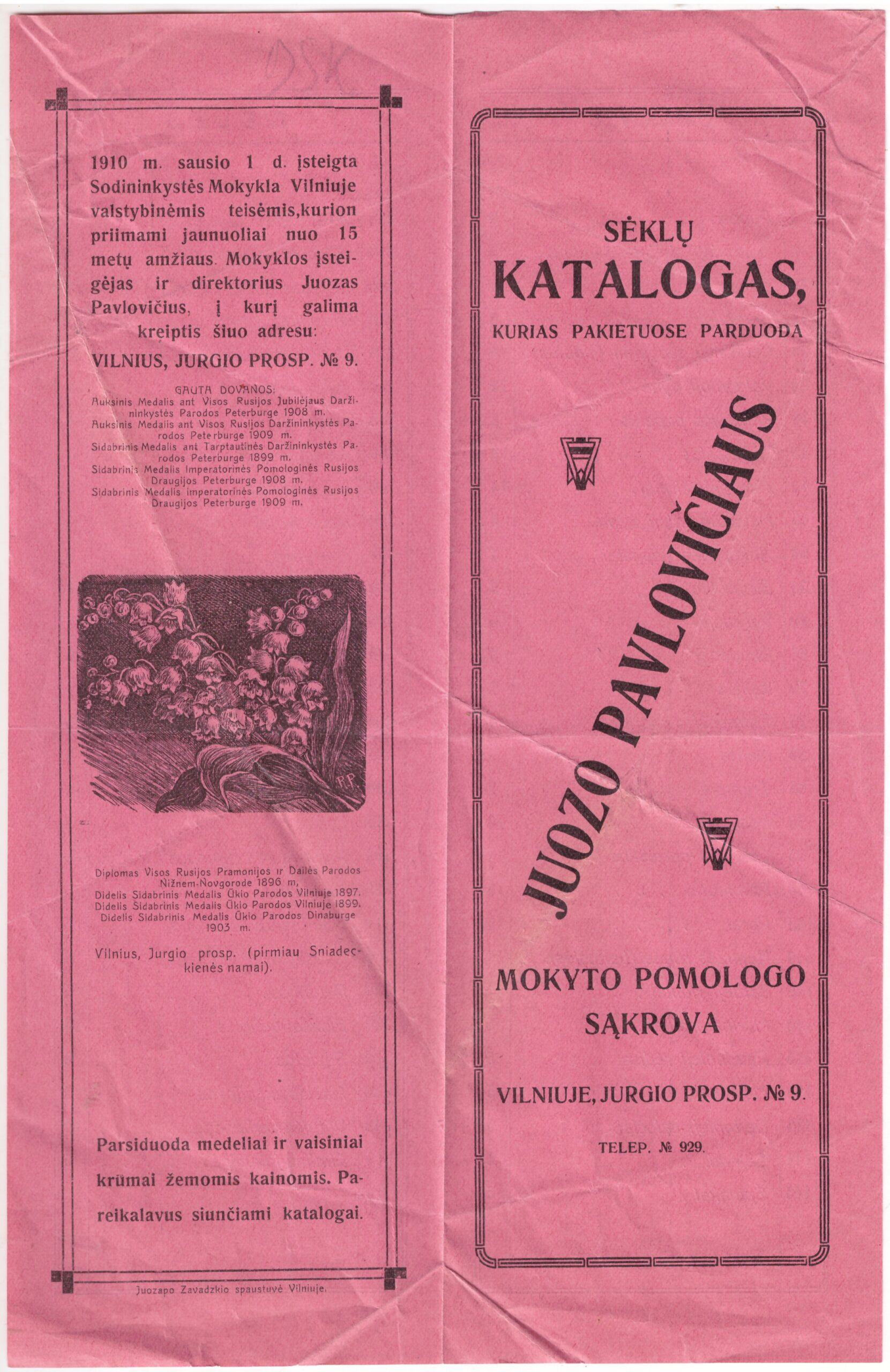 323. Sėklų katalogas ir kainininkas 1910