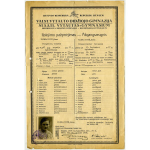 371. Išstojimo pažymėjimas, Vytauto Didžiojo gimnazija, Klaipėda, 1936