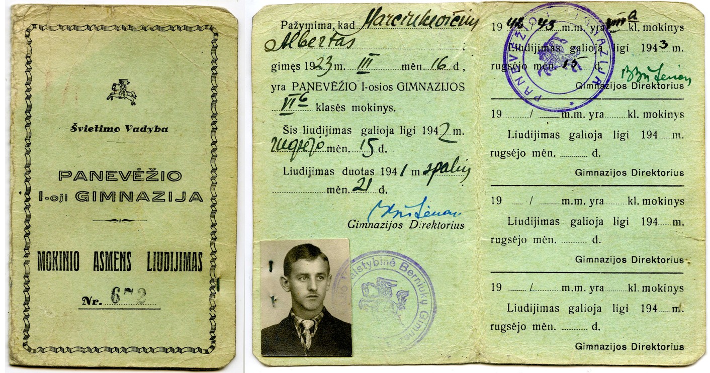 377. Panevėžio mokinio bilietas 1941