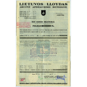 386. Draudimo polisas „Lietuvos Lloydas“ Kaunas, 1939