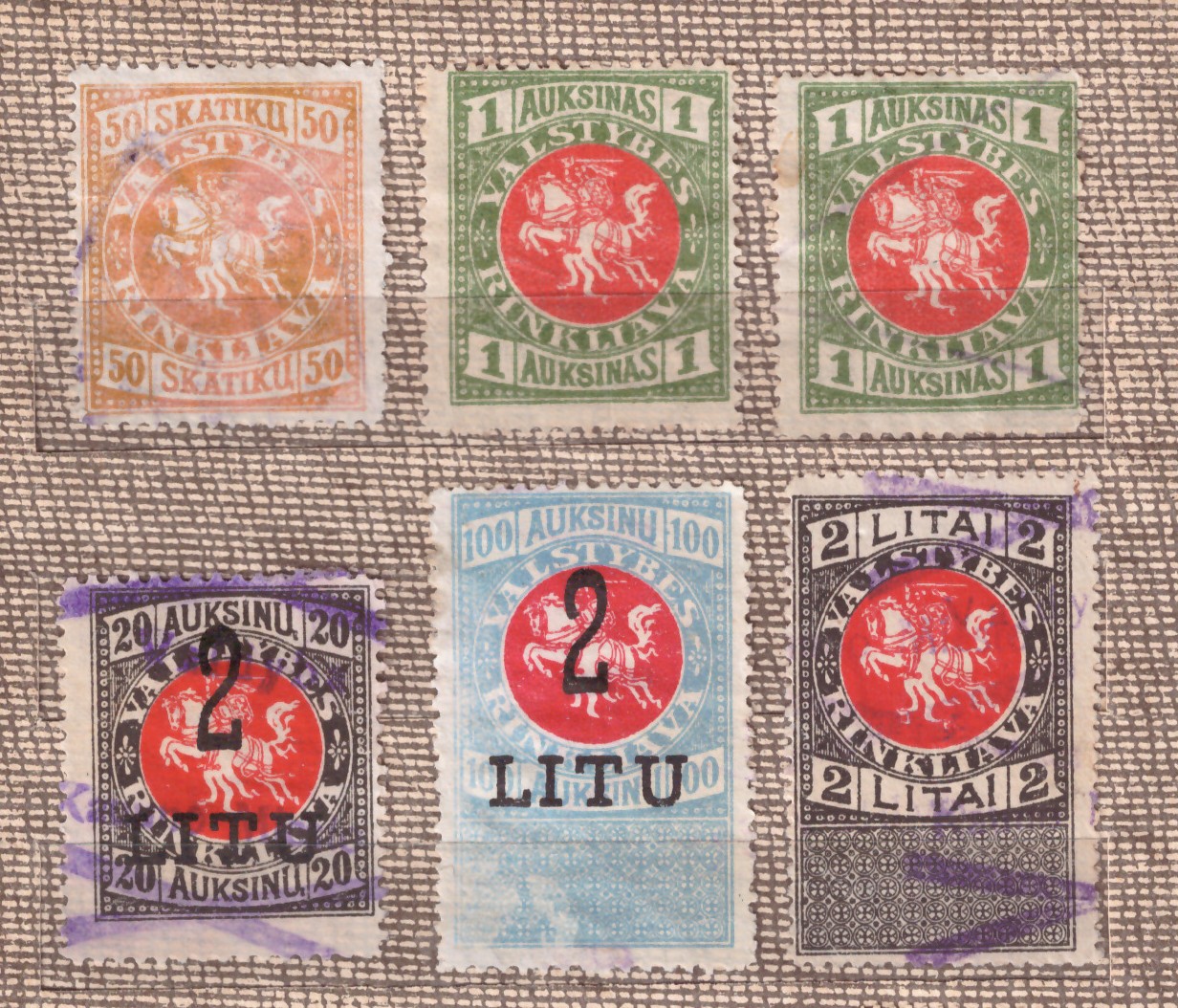 412. Žyminiai ženklai 6 vnt. 1919...