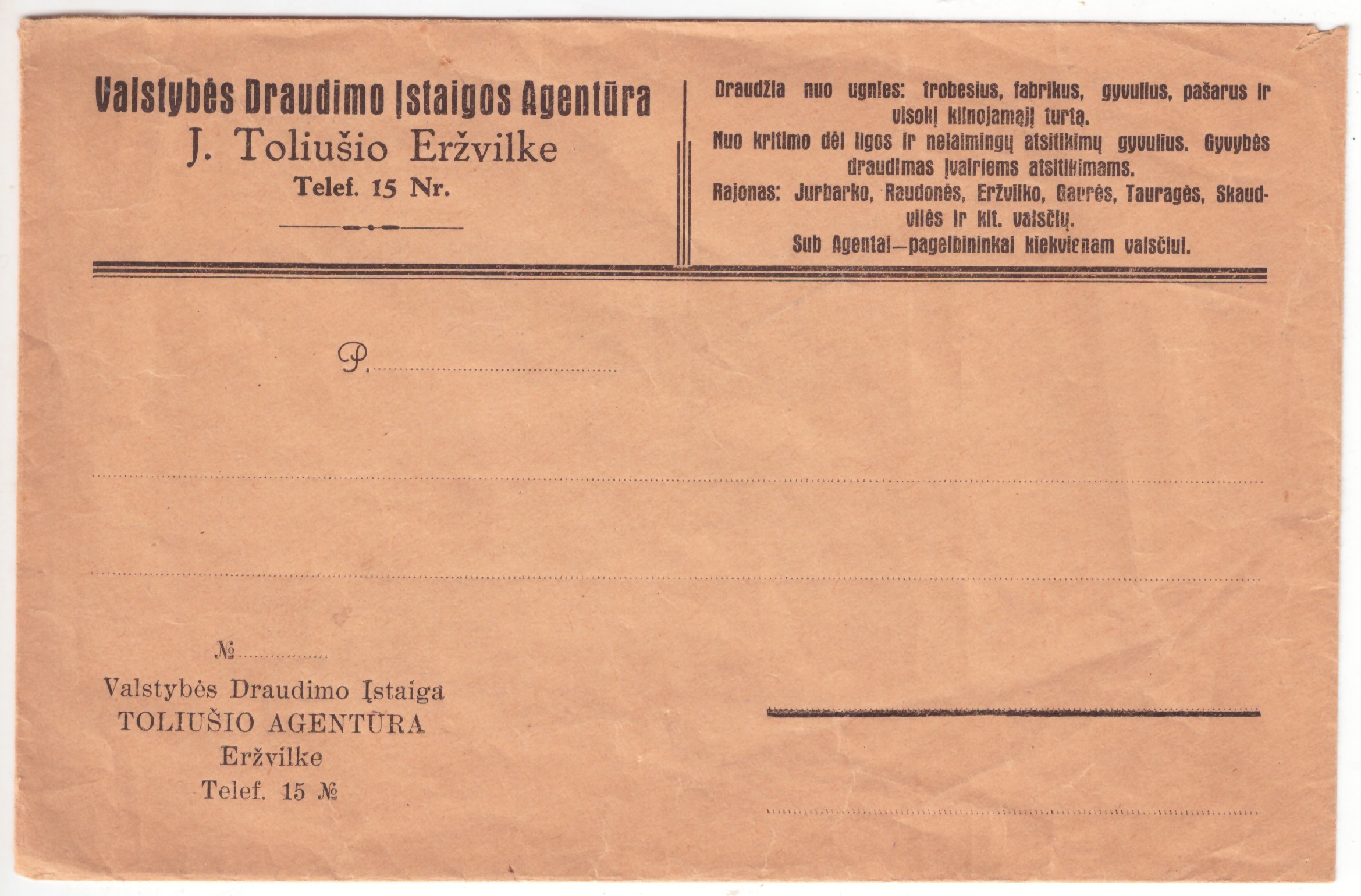 428. Eržvilkas draudimo vokas