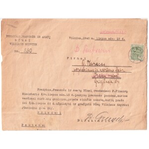 429. Vilnius spaudinio siuntimas 1940