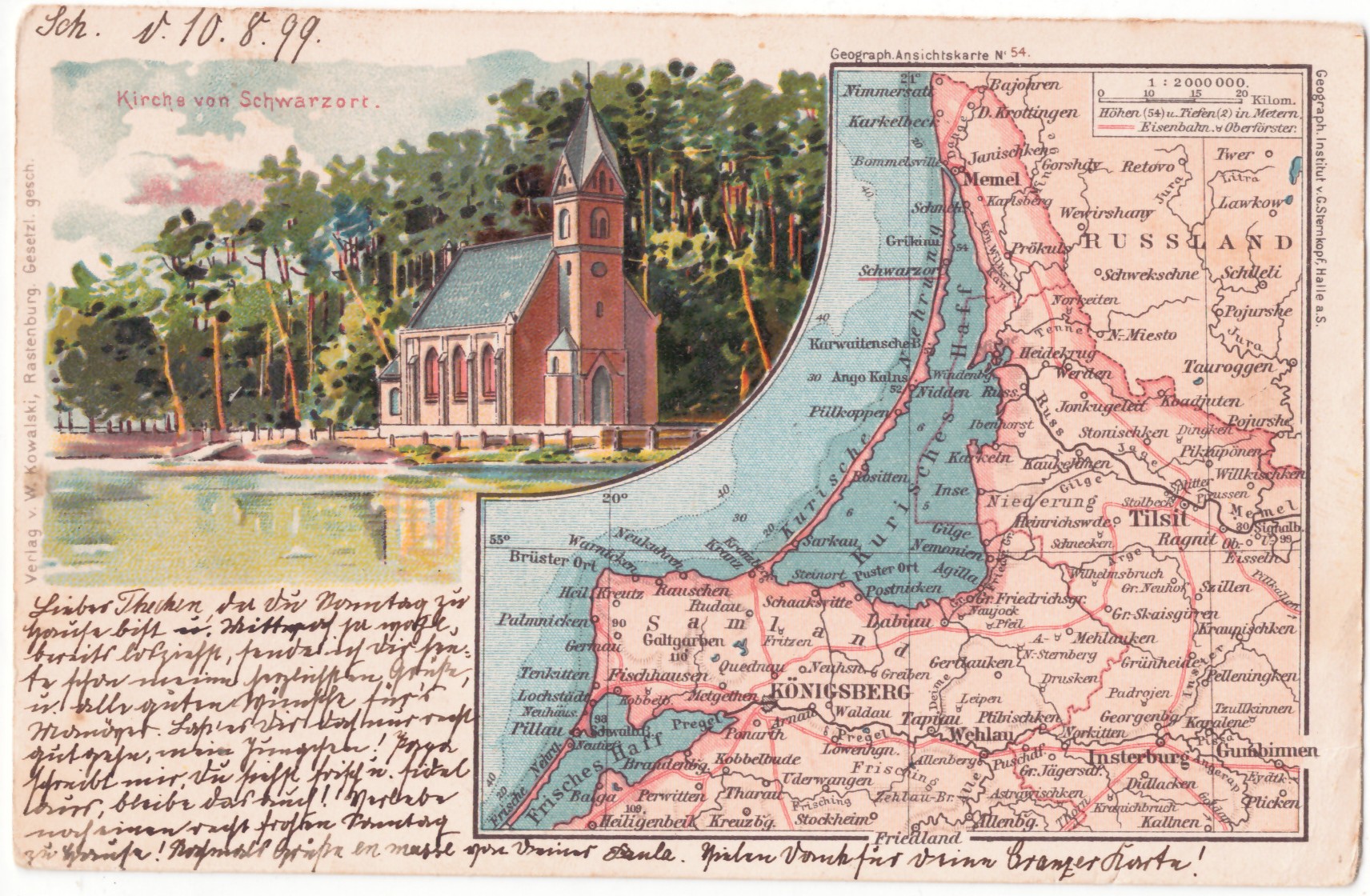 537. Juodkrantė bažnyčia ir žemėlapis