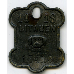 581. Šunų registracijos žetonas 1918