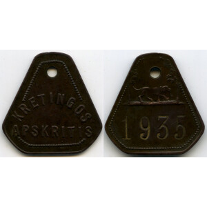 584. Šunų registracijos žetonas 1934